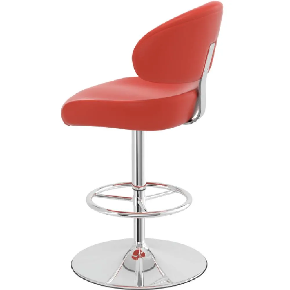 netfurniture Monarch Bar Stool Padded Faux Leather Adjustable Swivel Seat Red 6