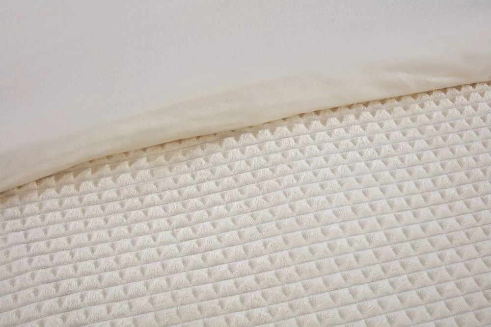 Rapport Home Luxury Waffle Teddy Polyester Fleece Duvet Cover Set with Pillowcase in Natural 2