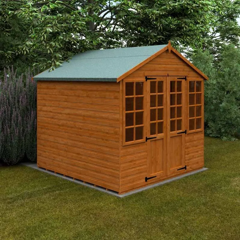 Buttercup Farm 8 x 8 Feet Summerhouse 12mm Shed - L235 x W235 x H243.7 cm in Burnt Orange 2