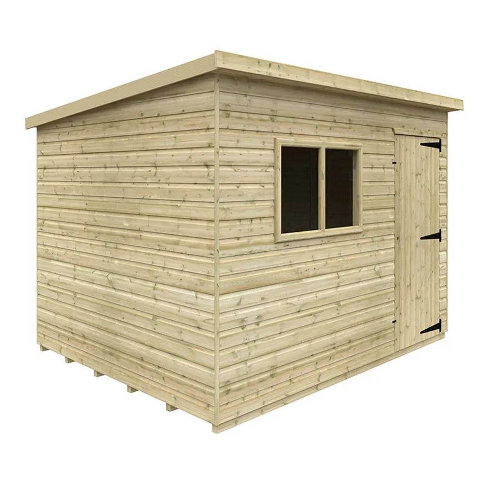 Buttercup Farm 10 x 8 Feet Tanalised Deluxe Pent 16mm Shed - Solid Wood/Softwood/Pine in Natural