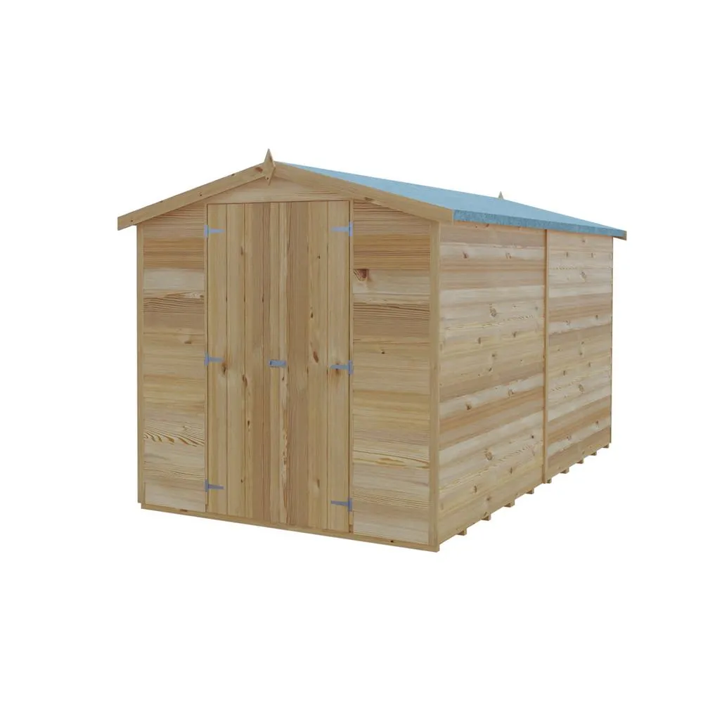Shires Overlap 10 x 6 Dip Treated Apex Shed Double Door No windows in Brown 3