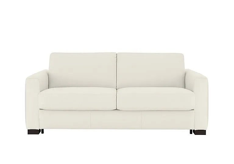 Alcova 3 Seater Leather Sofa Bed with Box Arms - Torello Bianco Puro - Sofas and Armchairs - In Time for Christmas