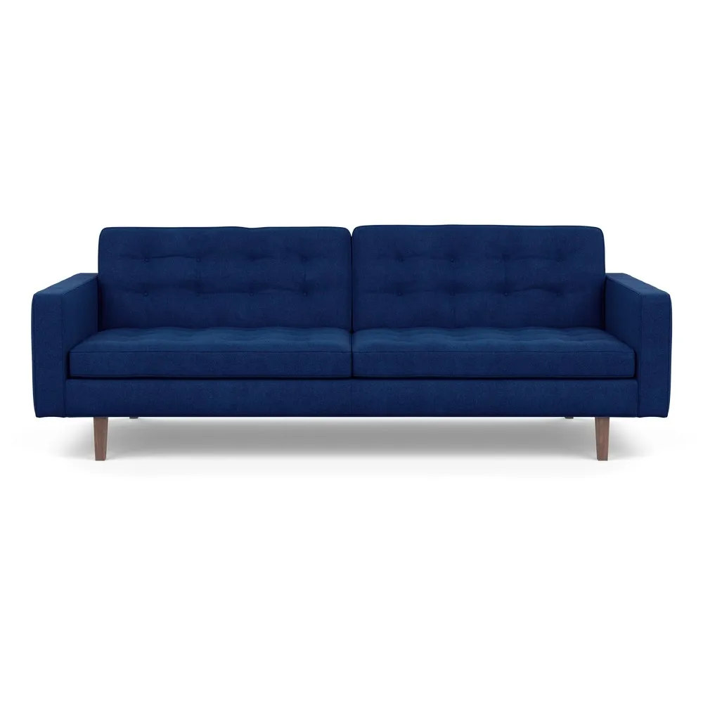 Heal's Hepburn 4 Seater Sofa St Moritz Wool Blue Walnut Feet 1