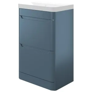 Wickes Malmo Misty Blue Freestanding J Pull Compact Vanity Unit & Basin - 500 x 350mm