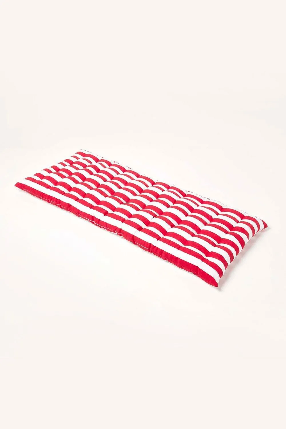 Homescapes Garden Bench Cushion Luxury 2 Seater Cotton Red Striped Indoor Outdoor Pad