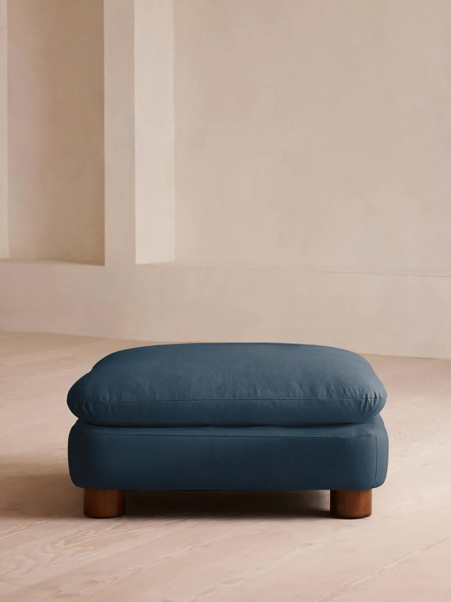 Vivienne Ottoman, Linen, Prussian Blue