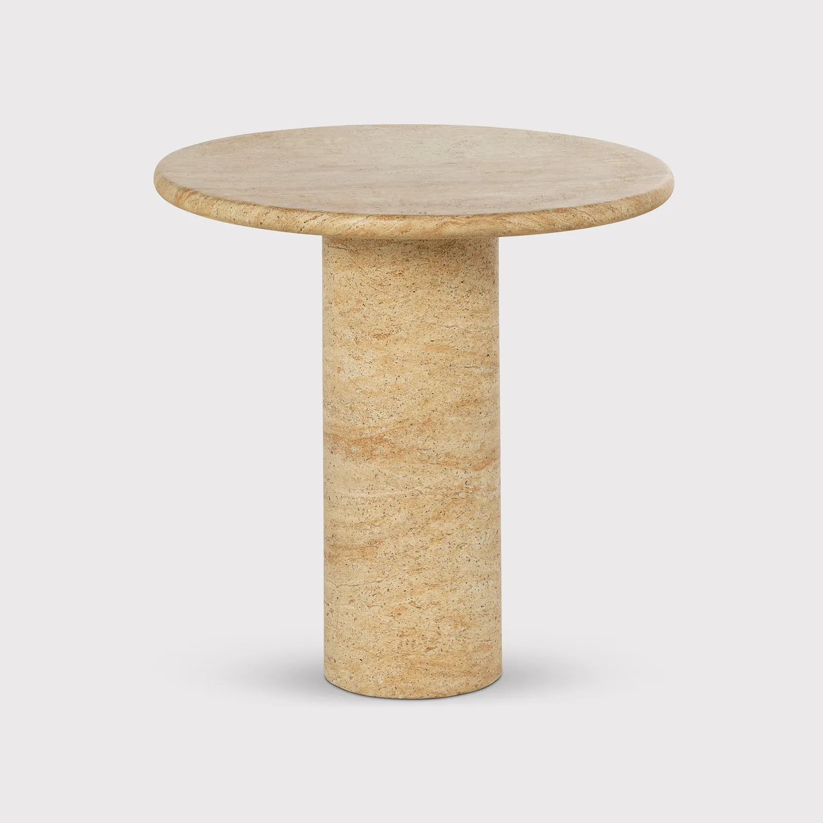 Sierra Round Side Table 46cm X 46cm X 48cm, Round, Neutral Stone Effect | Barker & Stonehouse