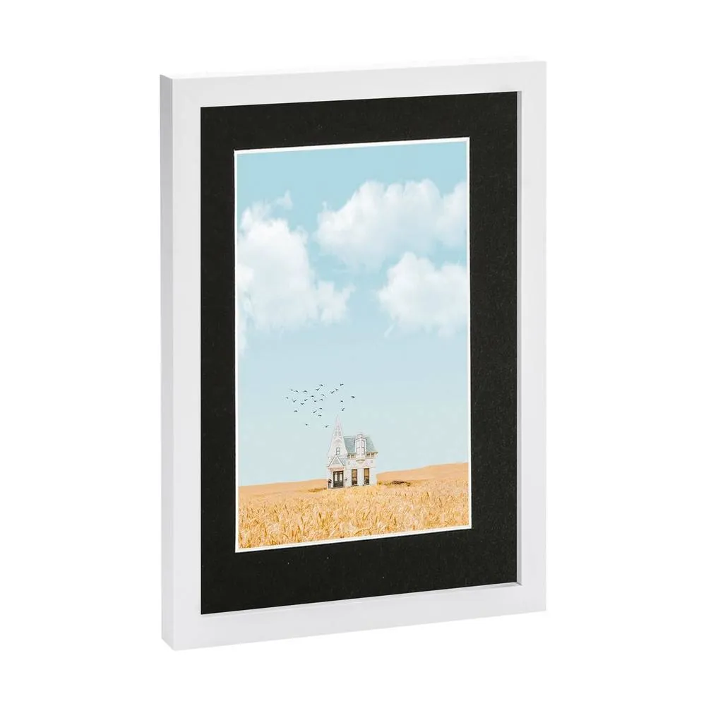 Nicola Spring Photo Frame with A5 Mount - A4 (8" x 12") - Black in White 1