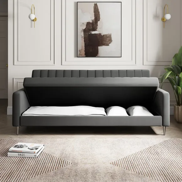 Kendall Quilted Velvet Clic Clac Storage Sofa Bed 3