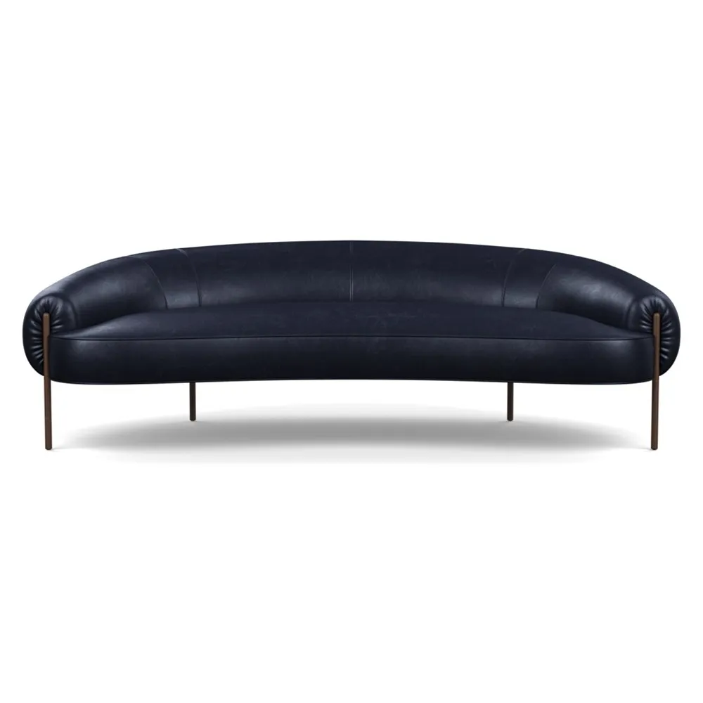 Heal's Isola 3 Seater Sofa Leather Stonewash 263 Bronze Feet 1