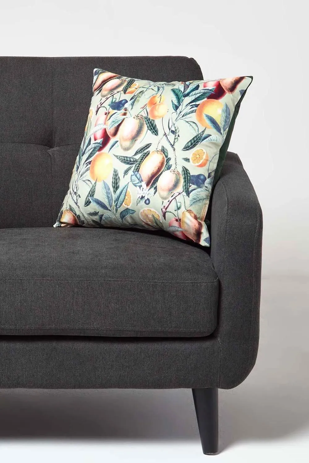 Homescapes Mango Tree Green Filled Velvet Cushion 46 x 46 cm 2