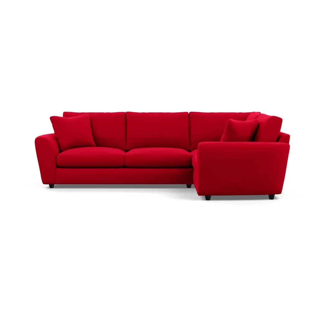 Heal's Snooze Right Hand Facing Corner Sofa Melton Wool Red Oxide Black Feet 1