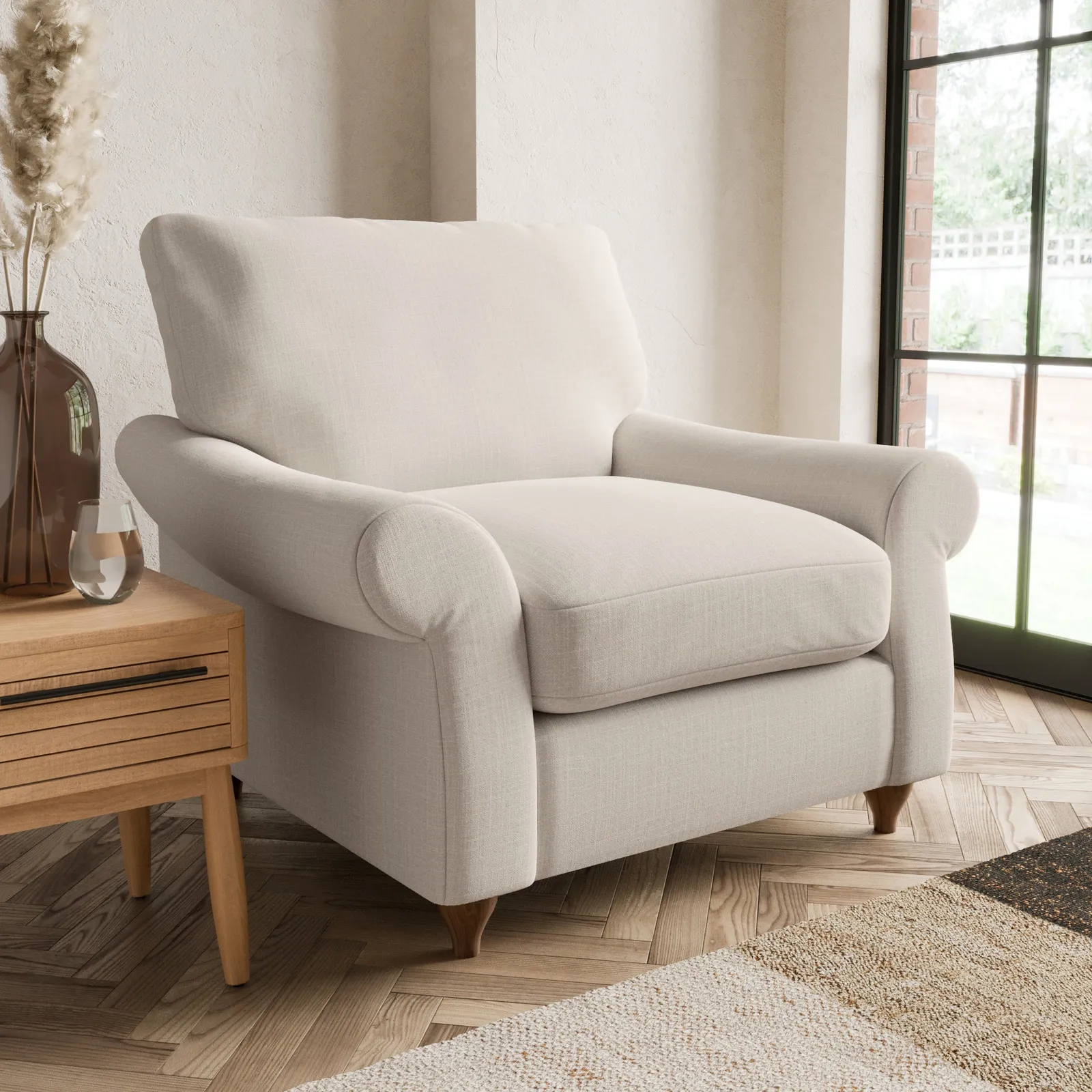 Salisbury Slub Cotton Blend Armchair Cream