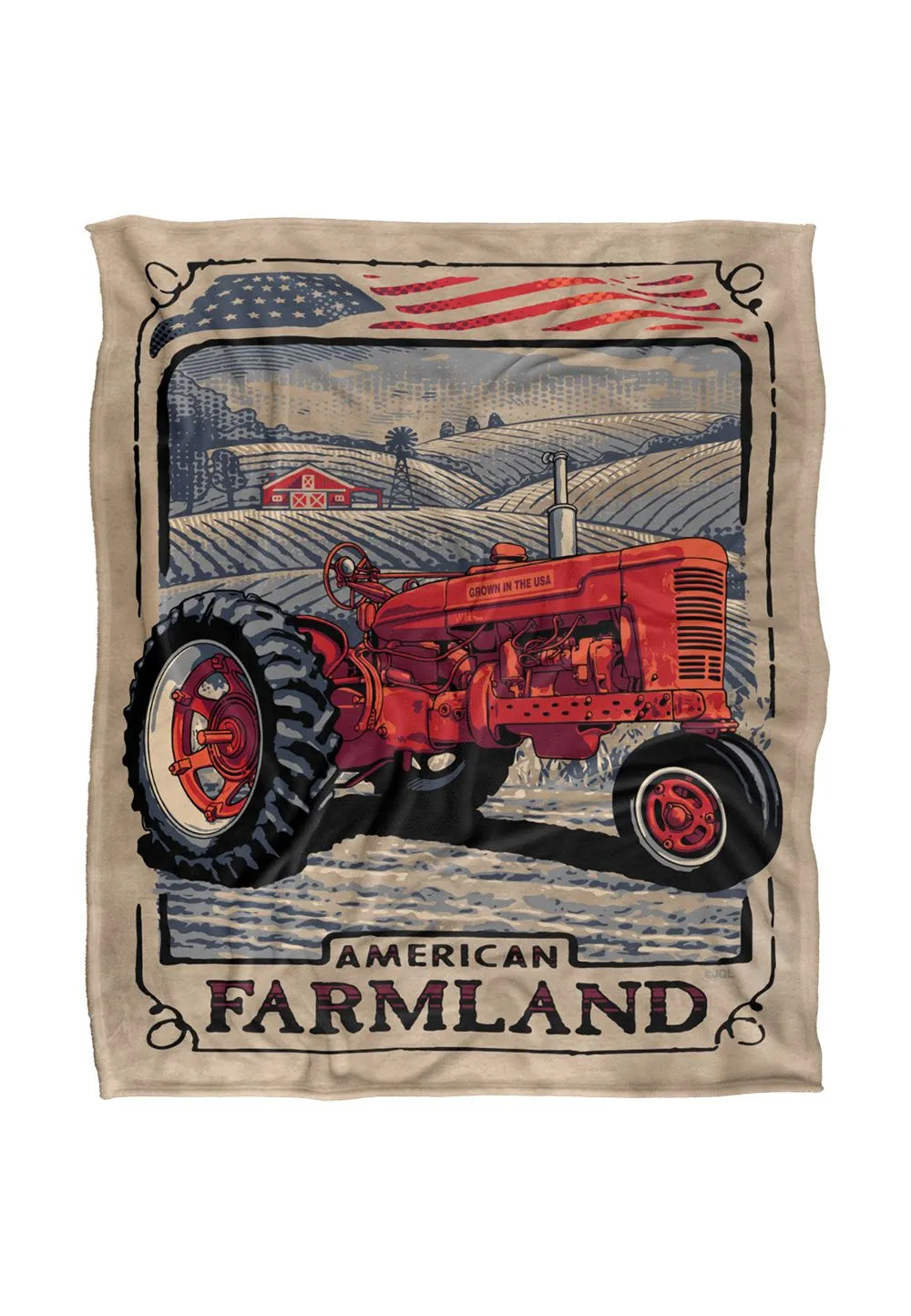 JQ Licensing Rle American Farmland Tractor Silky Touch Super Soft Throw Blanket 152 X 127 cm in White