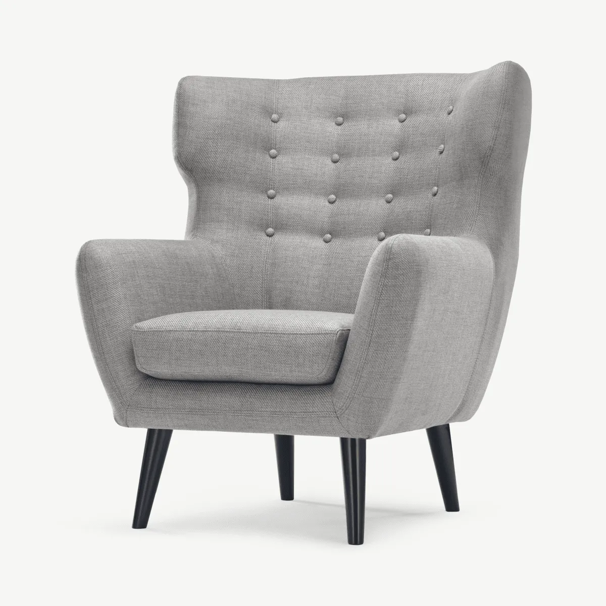 Kubrick Wing Back Chair, Pearl Grey Fabric
