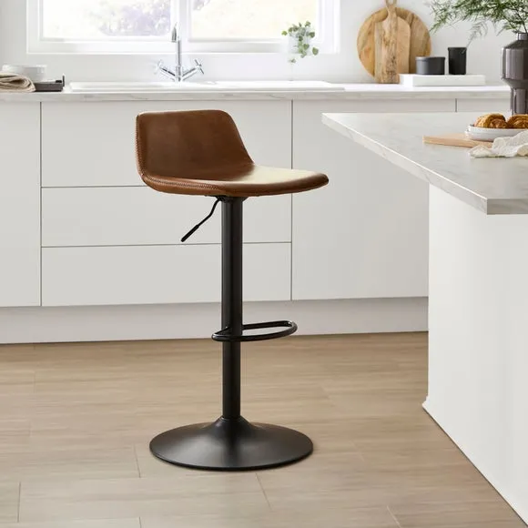 Jayden Height Adjustable Barstool, Faux Leather