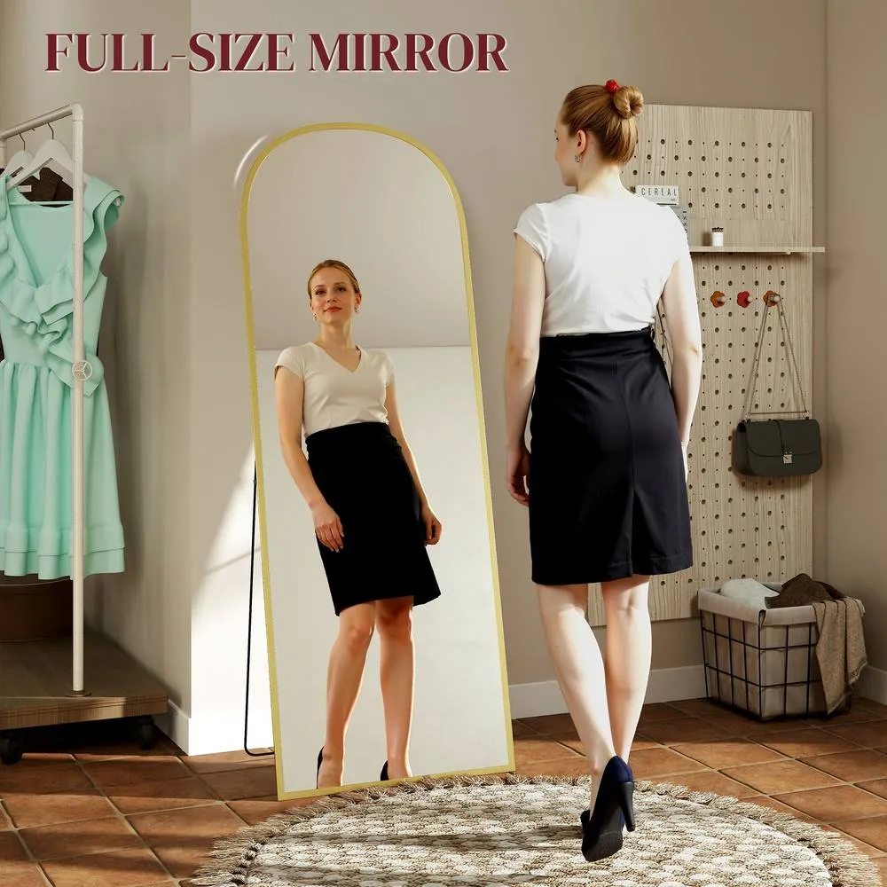 HOMCOM Full Length Mirror with Aluminium Alloy Frame Hanging or Leaning in Gold 4