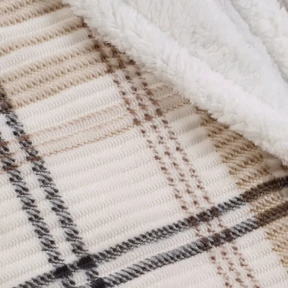 Cosy Ribbed Check Throw Blanket 130cm x 170cm 3