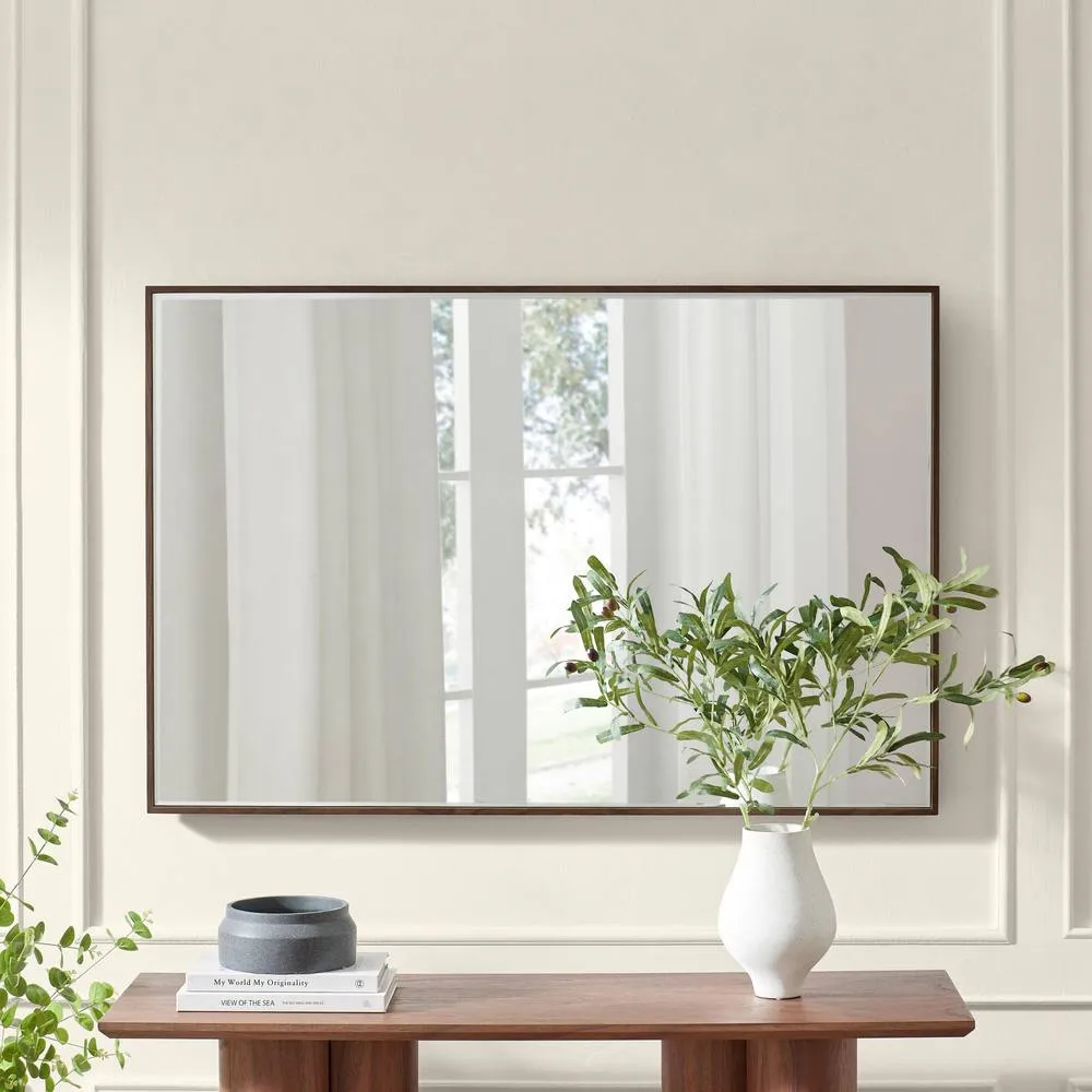 FurnitureboxUK Inga Walnut Wood Long Rectangle 120x80cm Wall Mirror 4