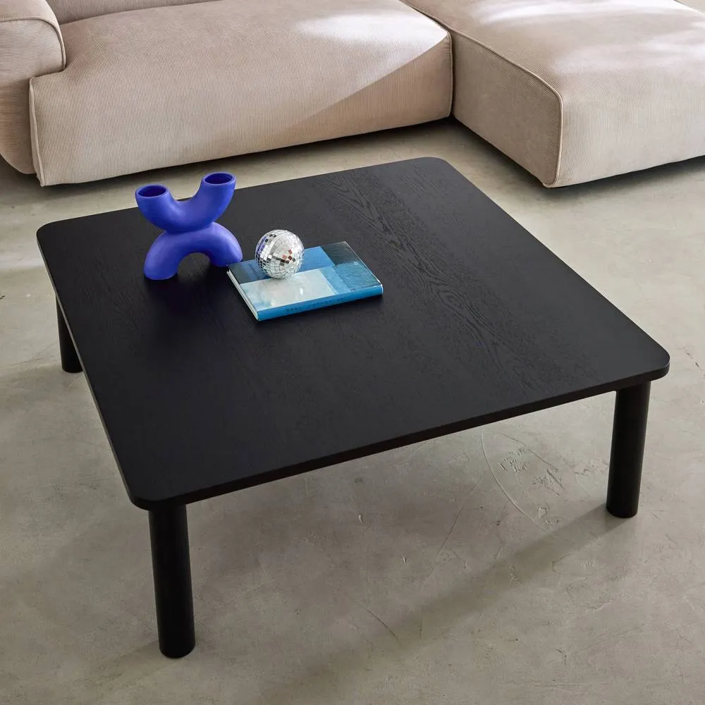 sweeek Square coffee table in hevea wood oak veneer in Black 4