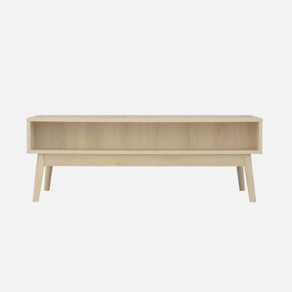 sweeek Grooved Wood Detail Coffee Table in Light Brown 3