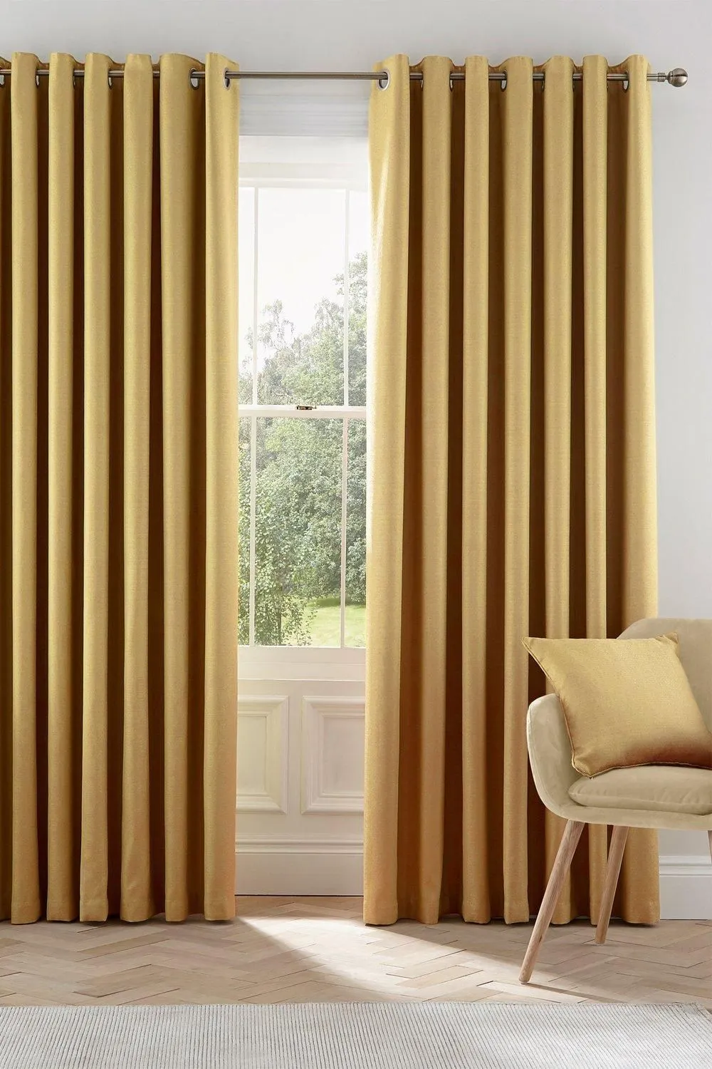 Helena Springfield 'Eden' Woven Lined Curtains in Mustard 1