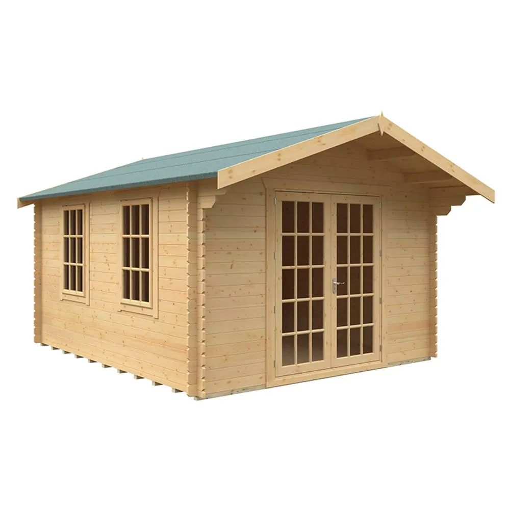 Buttercup Farm 14x12 The Lotherton 28mm Cabin - L415 x W355 x H271.9 cm in Natural