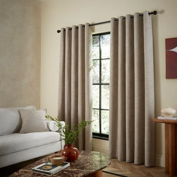 Two Tone Chenille Eyelet Curtains 2