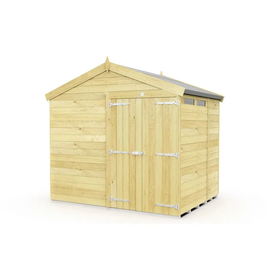 Buttercup Farm 8 x 7 Feet Apex Security Shed - Double Door - L214 x W231 x H217 cm in Brown