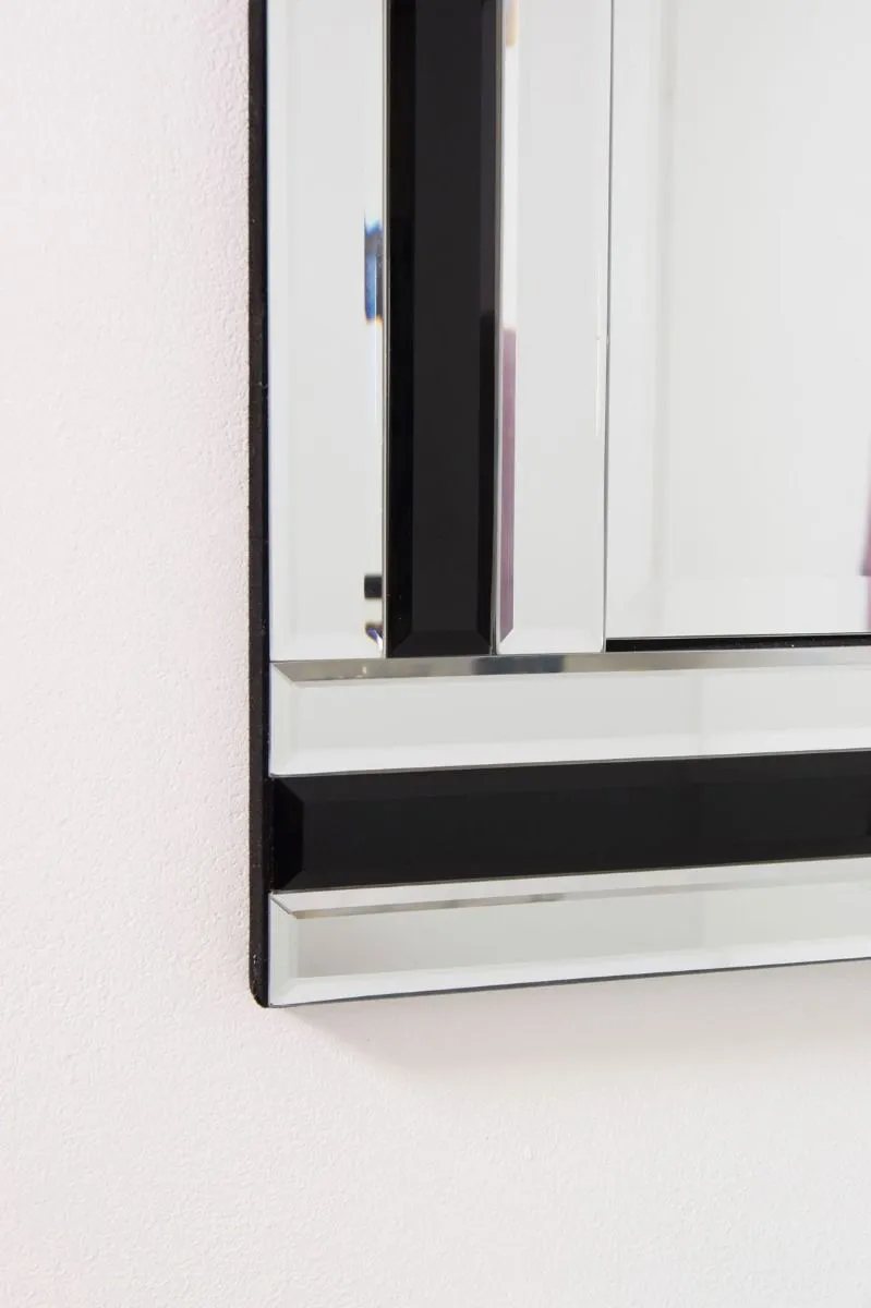 MirrorOutlet Dalton Black & Silver Bevelled Triple Edge Wall Mirror 68 x 58cm 3
