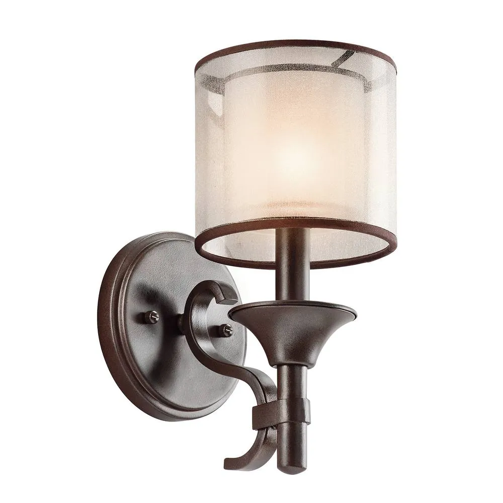 Netlighting Lacey 1 Light Wall Light Mission Bronze E14 in Brown