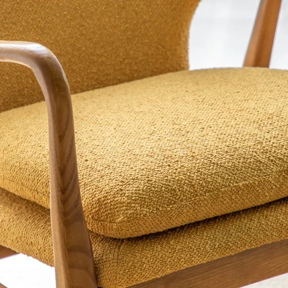 Joso Linen Wooden Arm Accent Chair 4