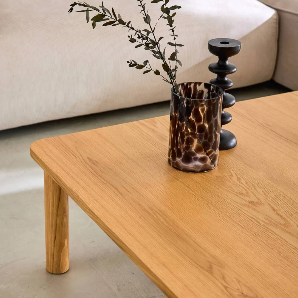 sweeek Square coffee table in hevea wood oak veneer in Brown 5