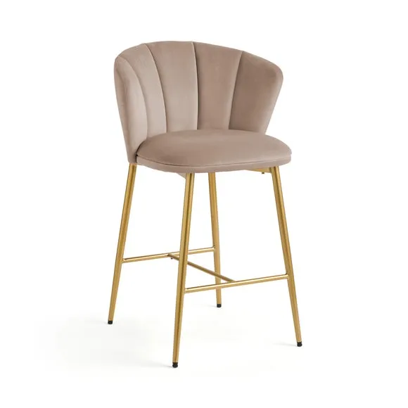 Kiley Bar Stool with Gold Legs, Velvet 5