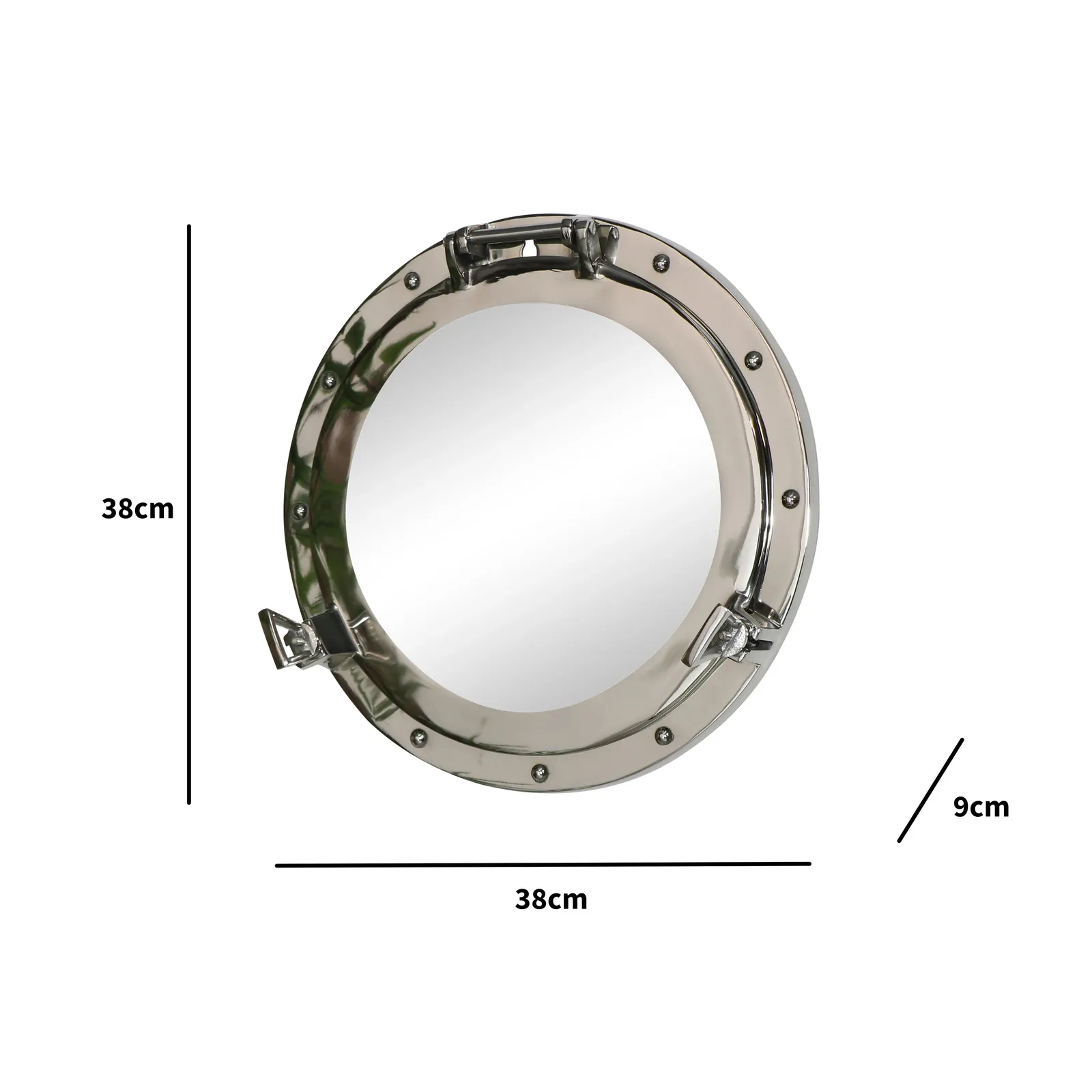 Melody Maison Nautical Porthole Mirror In Silver - 38cm X 38cm 4