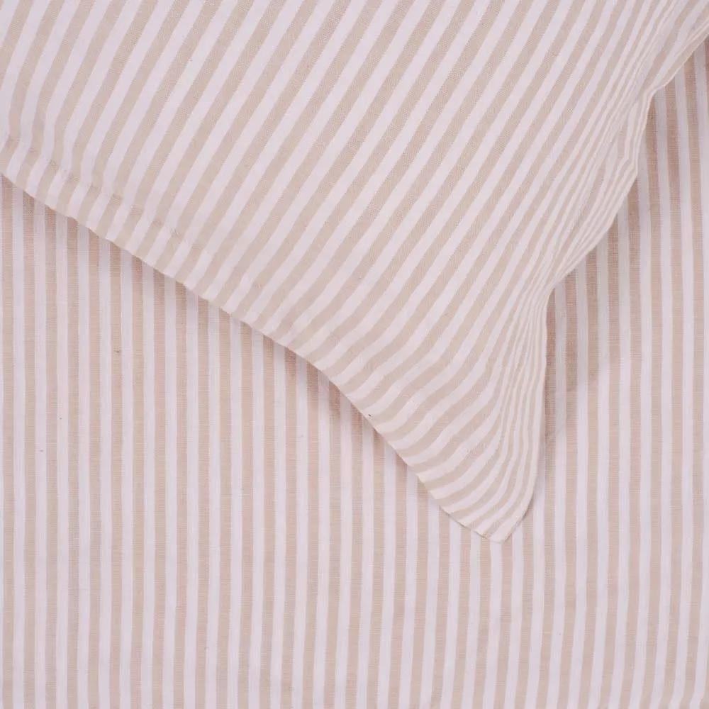 Heal's Washed Linen Blend Natural Stripe Duvet Cover Double 4