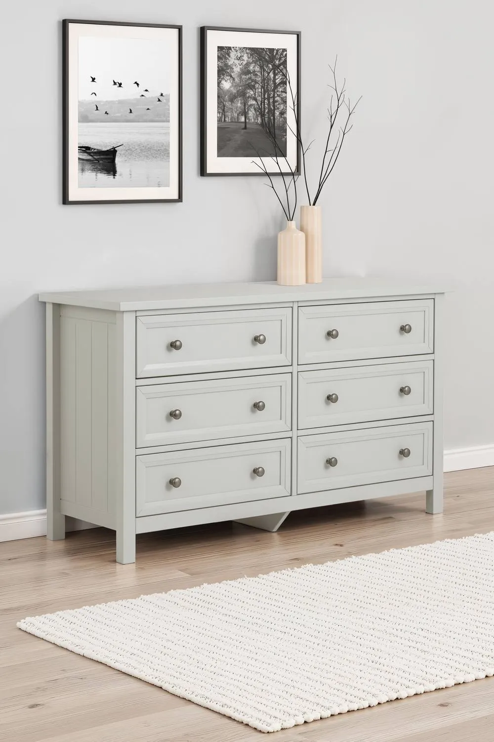 Julian Bowen Maine 6 Drawer Wide Chest in Light Grey
