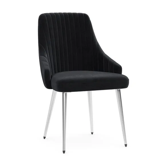 Shea Set of 2 Chrome Leg Dining Chairs, Velvet 6