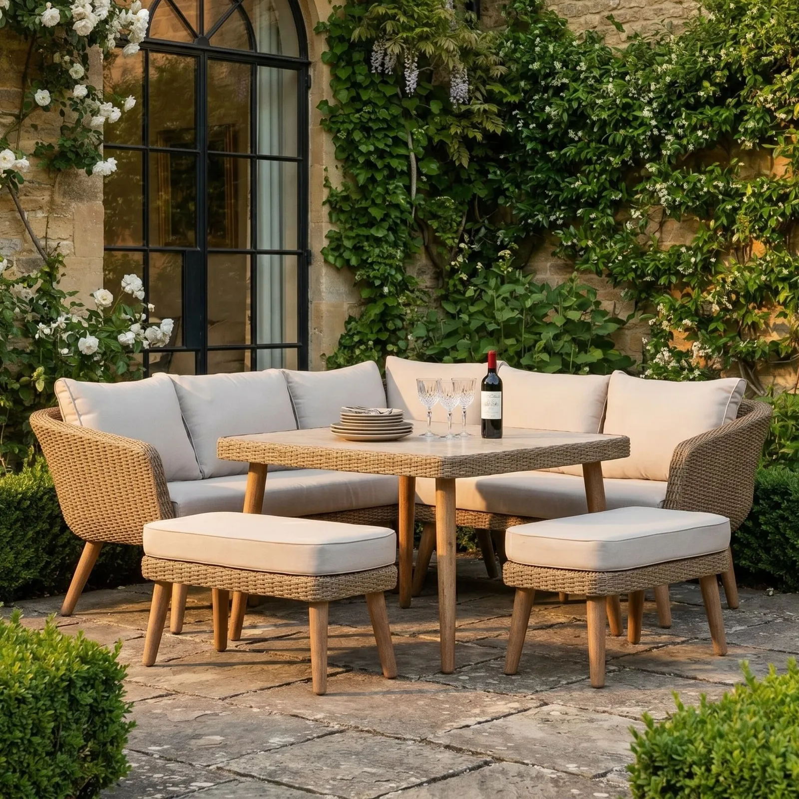 Sirmione Casual Corner Dining Set, Rattan, Grey | Barker & Stonehouse