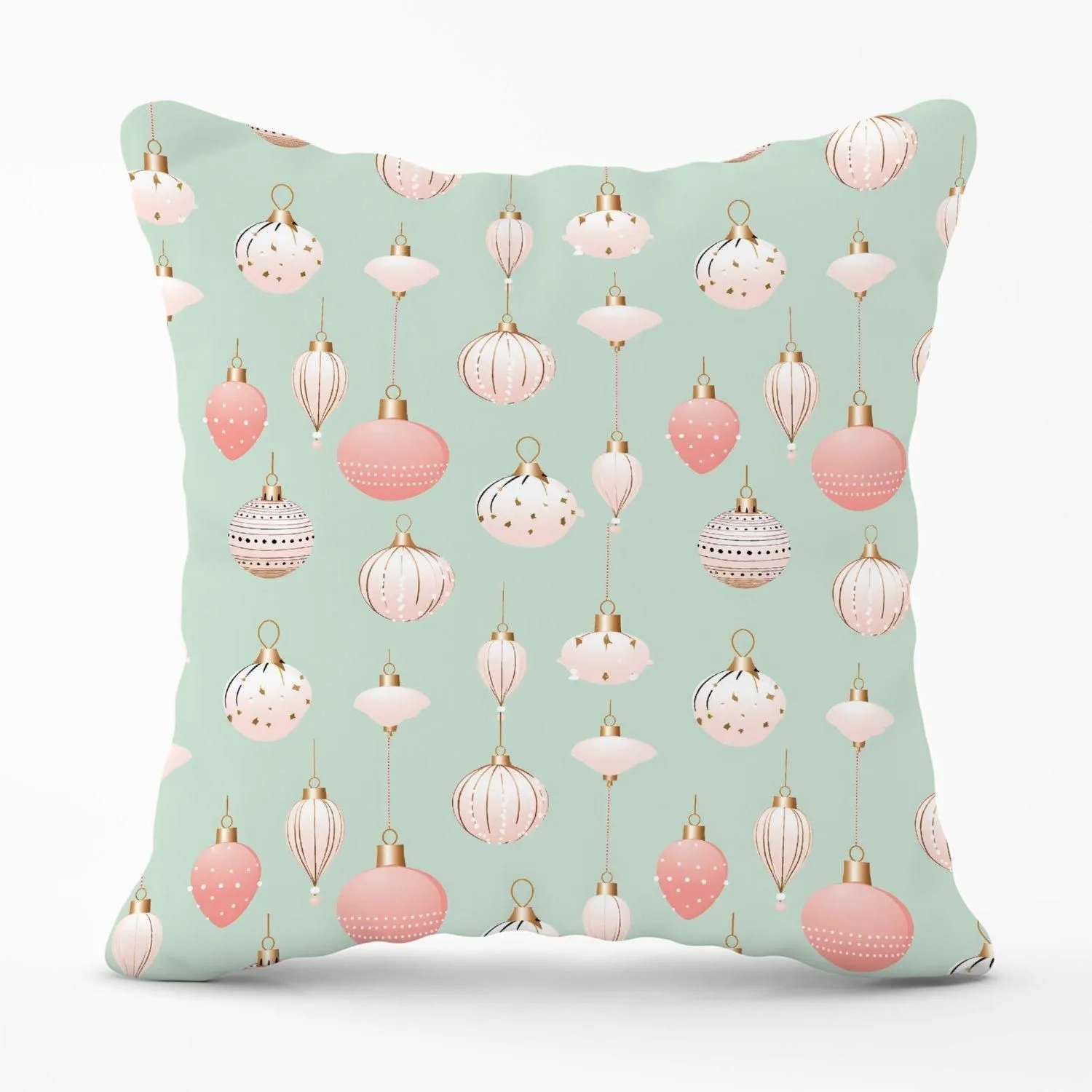 Warren Reed - Designer Christmas Decorations Pink & Green Outdoor Cushion