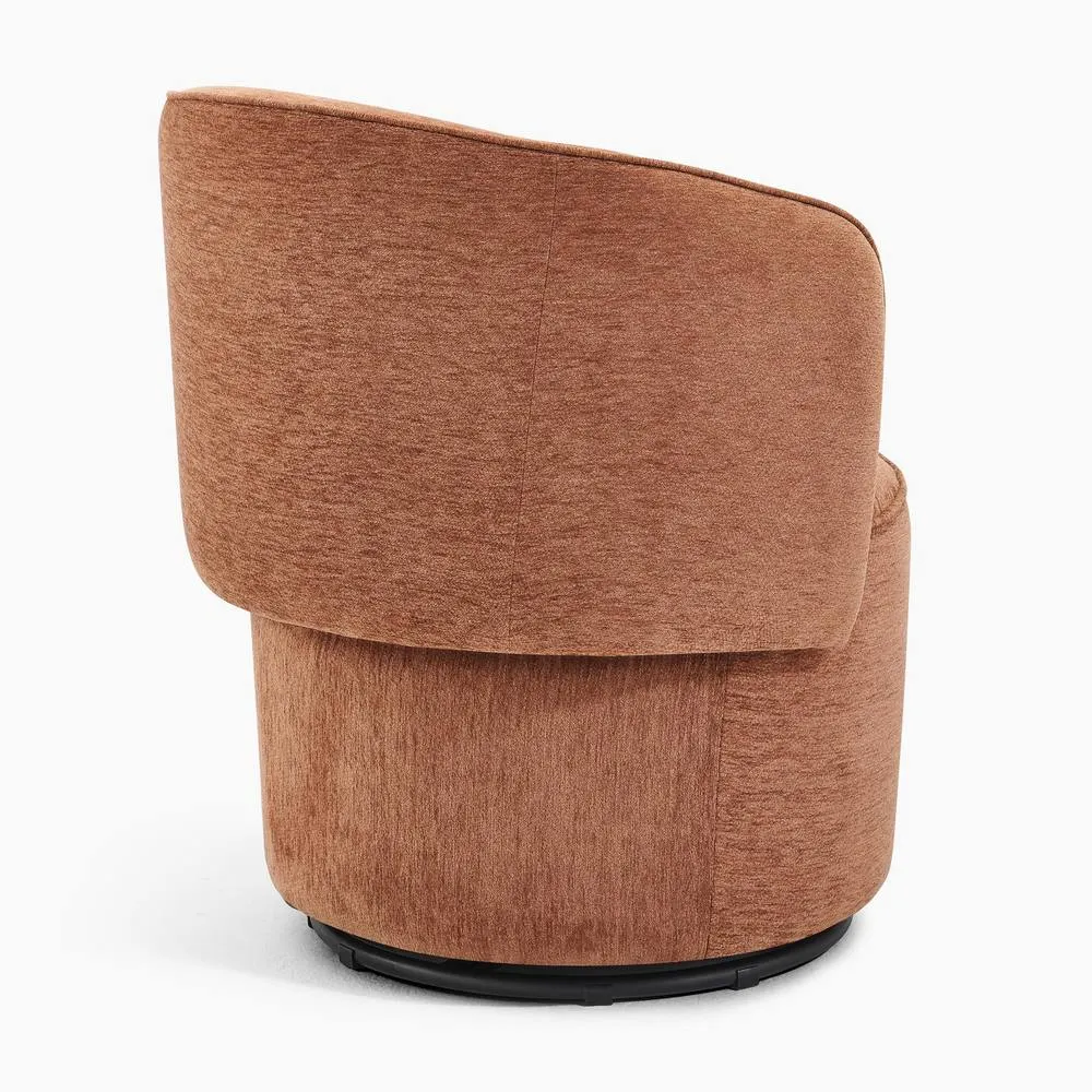 FurnitureboxUK Liode Fabric Round Swivel Accent Chair in Orange 6