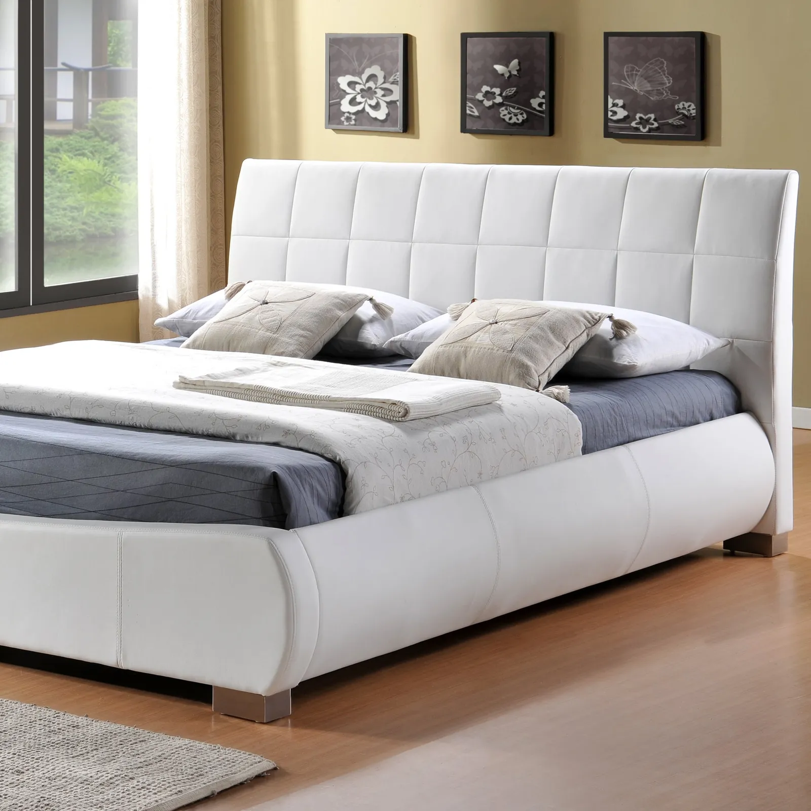 Dorado White Faux Leather Bed Frame White