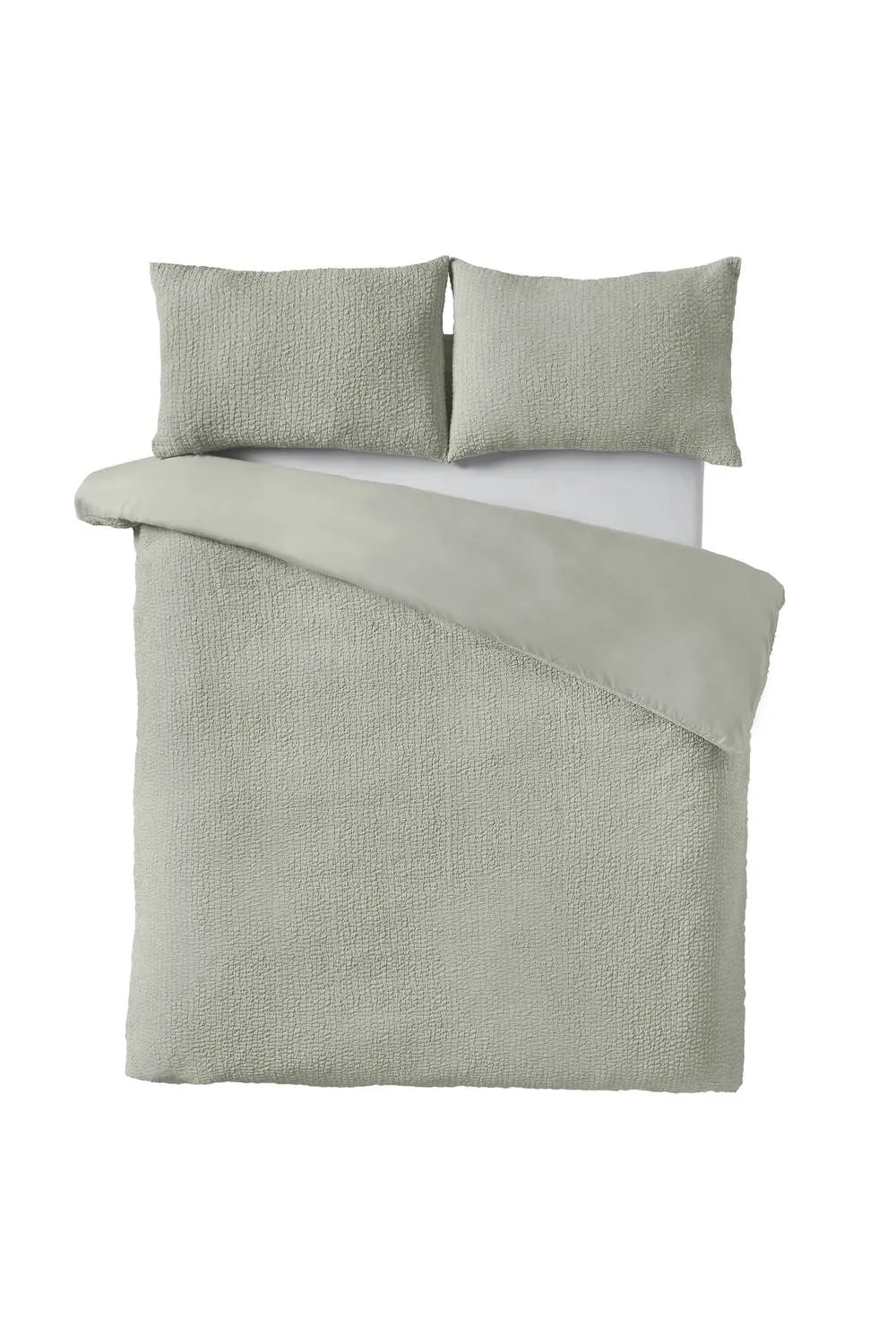 Catherine Lansfield Crinkle Seersucker Duvet Cover Set in Green 4