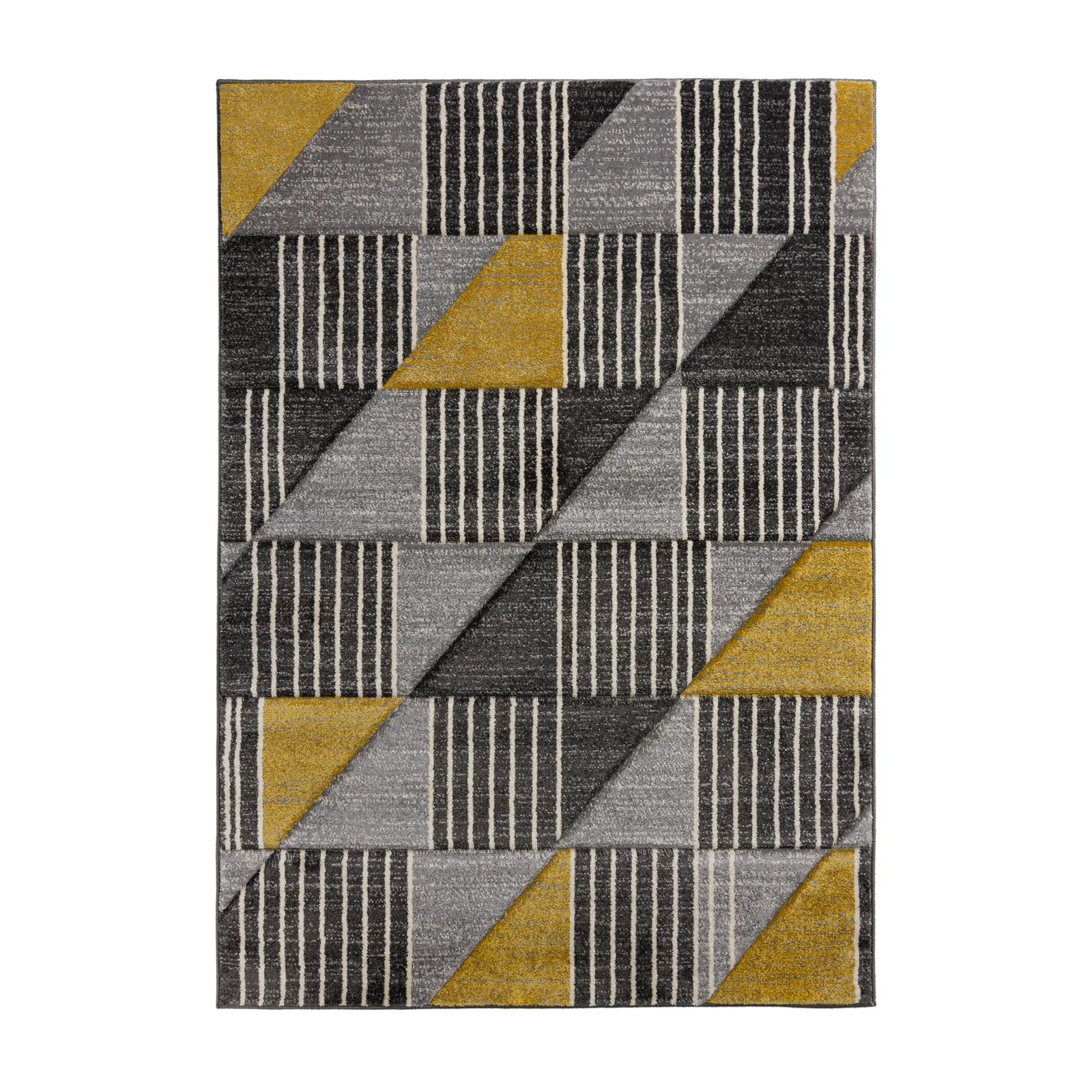 Velocity Geometric Rug Yellow, Grey and White