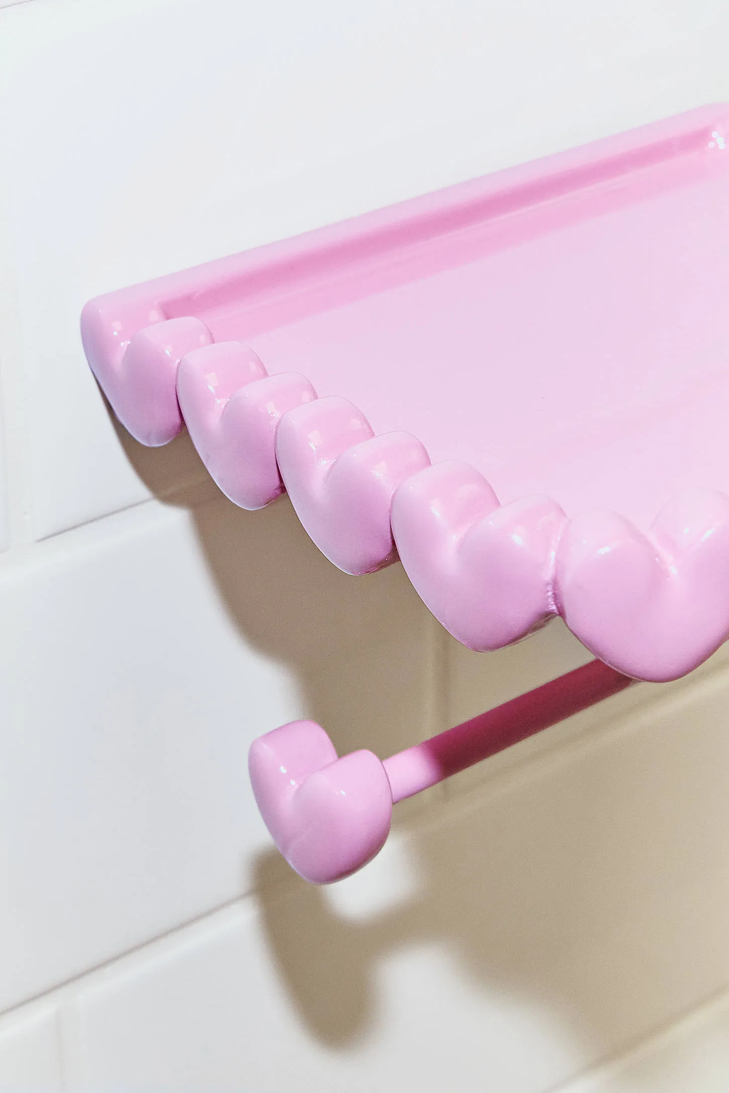 Eloise Heart Trim Toilet Paper Holder & Storage Shelf - Pink 4