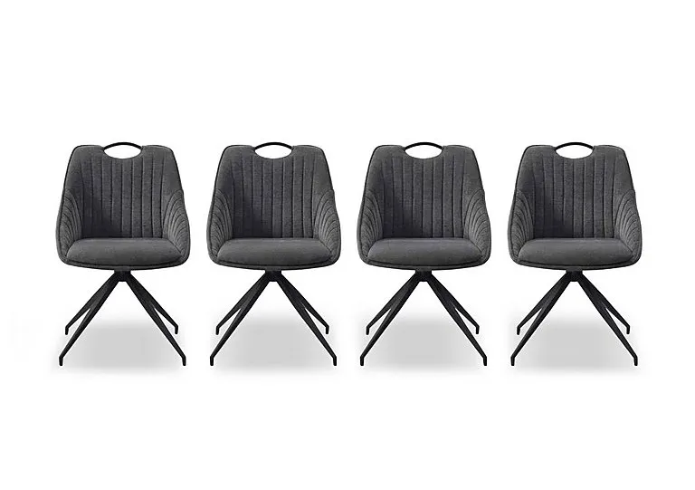 Petra Set of 4 Fabric Swivel Dining Chairs - Dark Grey