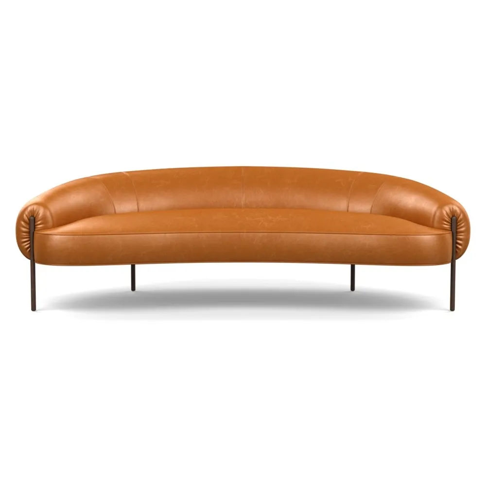 Heal's Isola 3 Seater Sofa Leather Stonewash Toffee 277 Bronze Feet 1