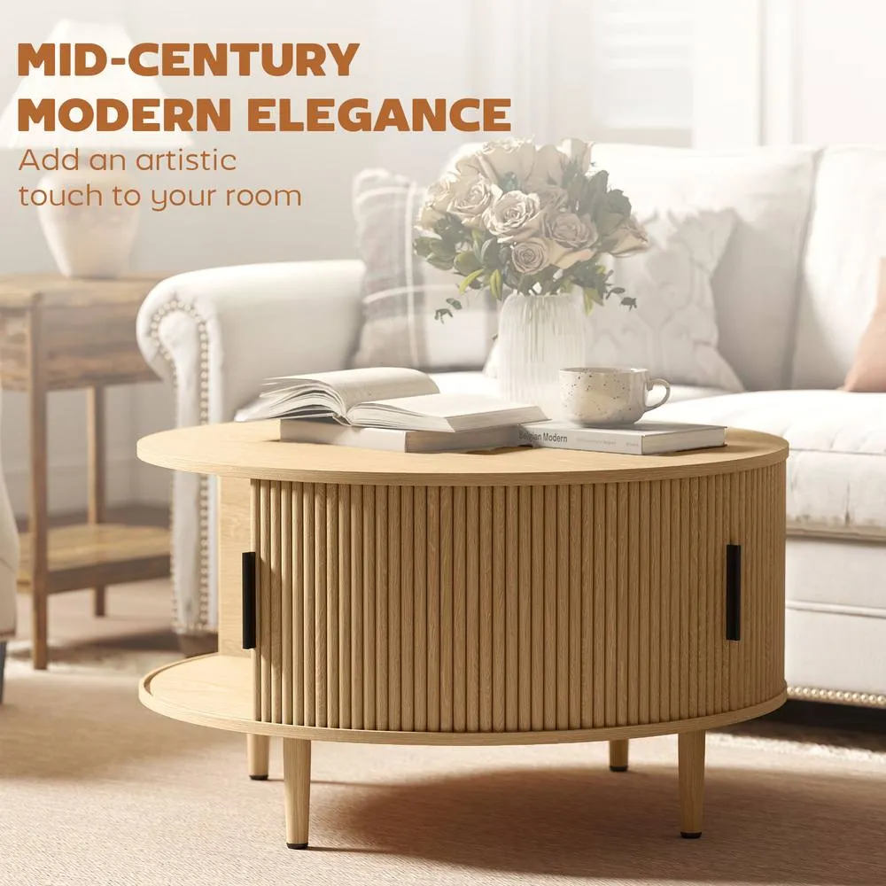 HOMCOM Coffee Table with Lift Top Sliding Door 80 cm Natural 5