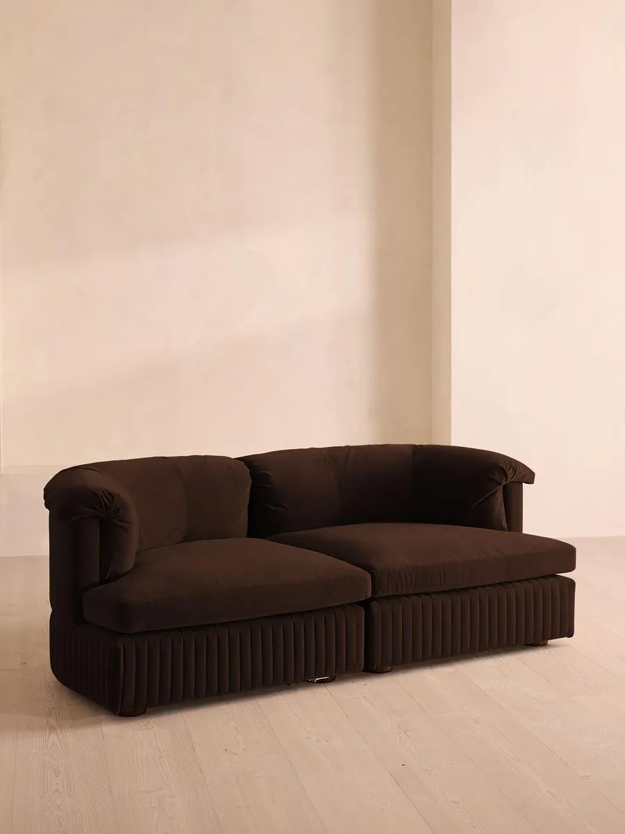 Oona Modular Sofa, Three Seater, Velvet, Chocolate