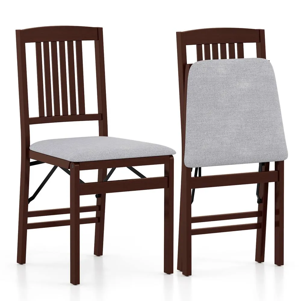 Costway Folding Dining Chairs Set of 2 Foldable Upholstered Kitchen Chairs
